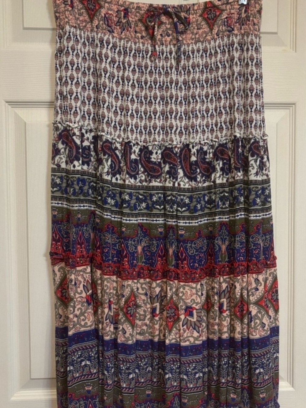 Women’s Multicolor Boho Tiered Midi Skirt - 1X